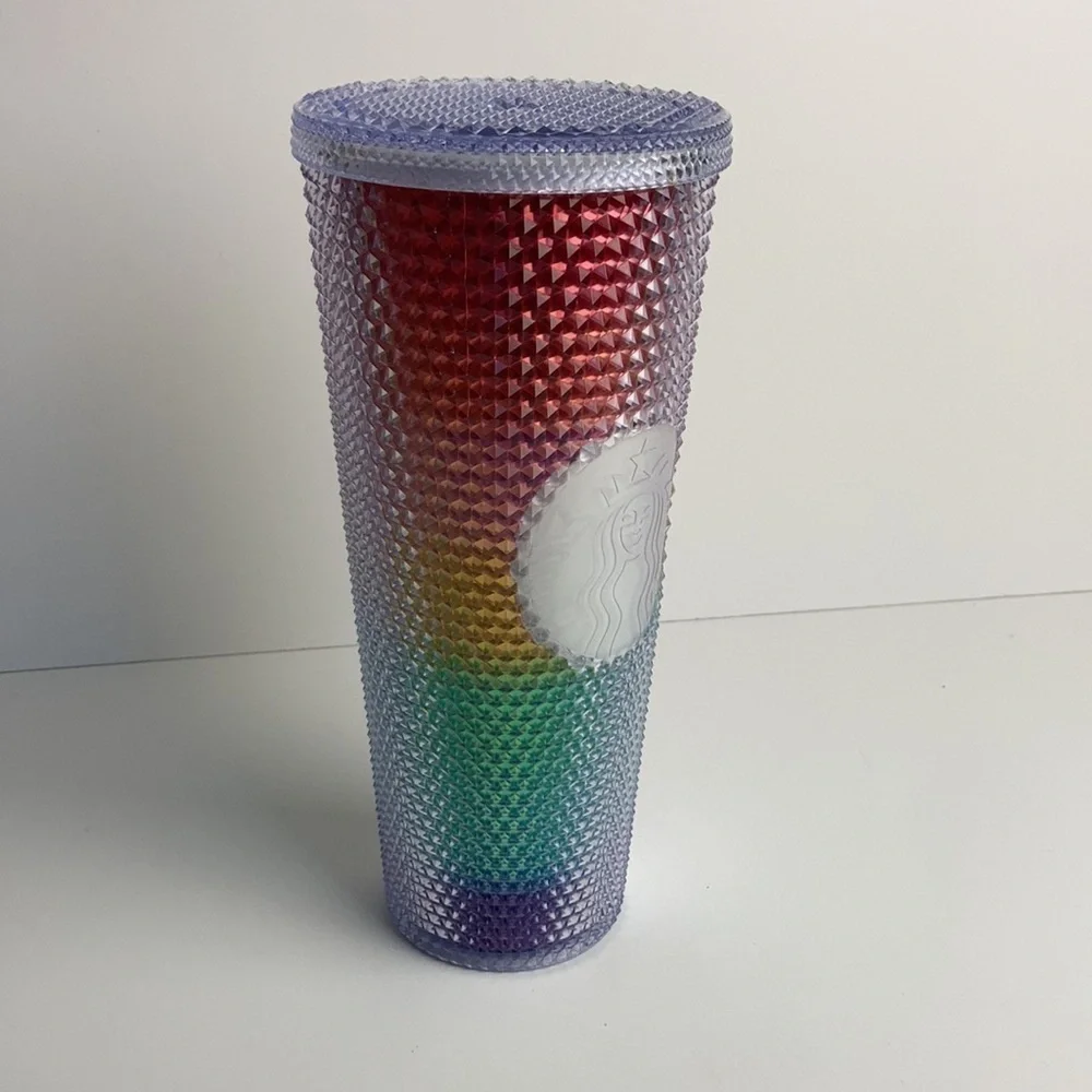 Starbucks 2020 Rainbow Studded Cold Cup Tumbler With Straw 24oz Pride LGBTQ